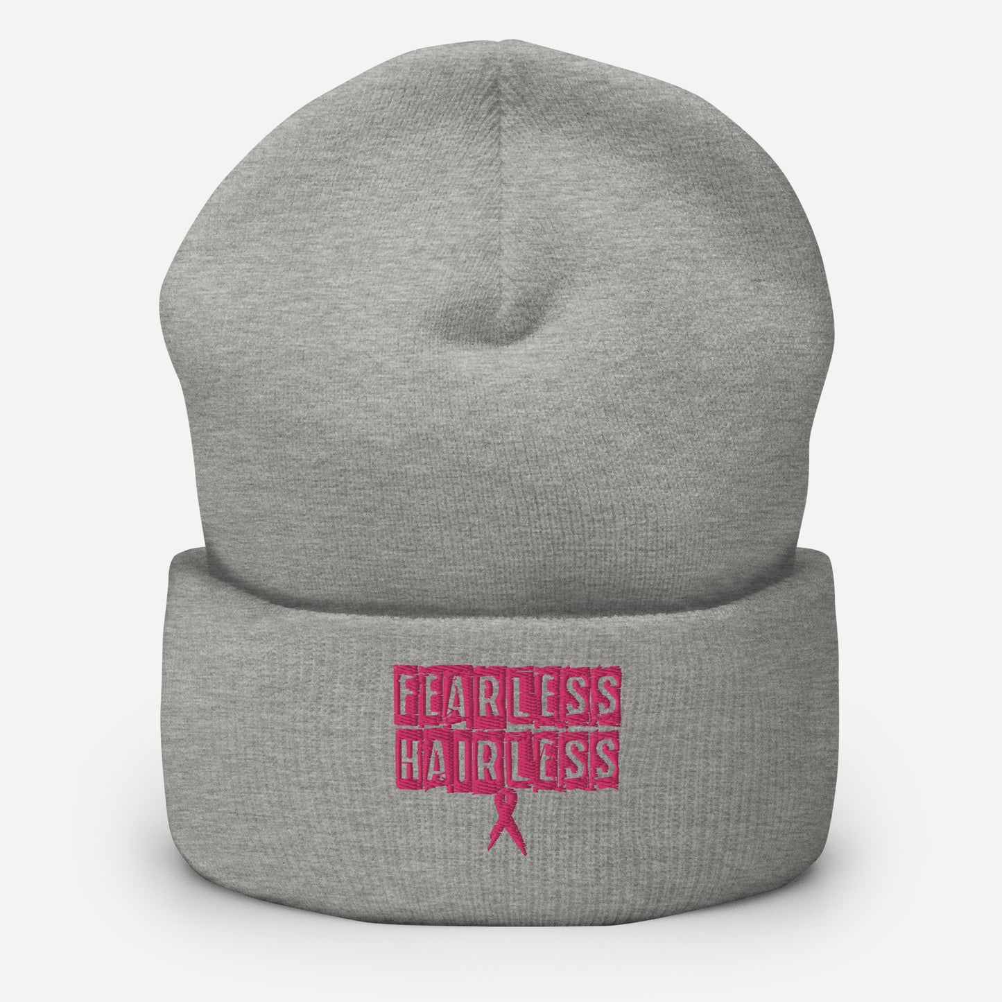 Fearless Hairless Pink Cuffed Beanie