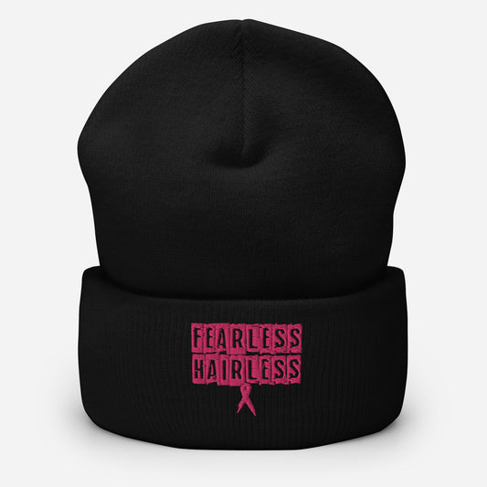 Fearless Hairless Pink Cuffed Beanie