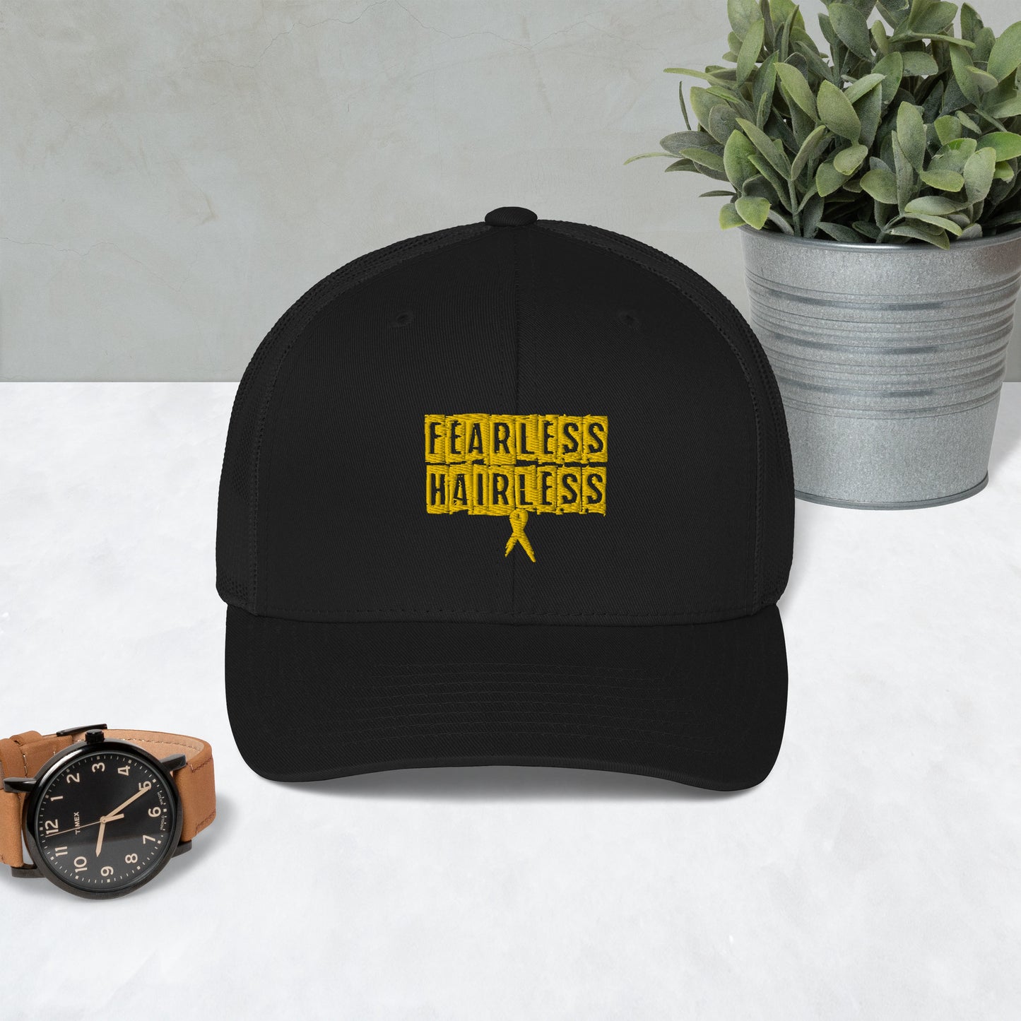 Yellow Fearless Hairless Trucker Cap