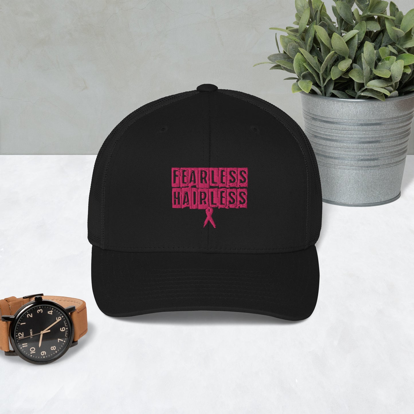 Pink Fearless Hairless Trucker Cap