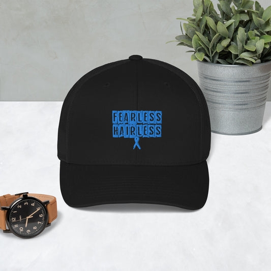 Blue Fearless Hairless Trucker Cap