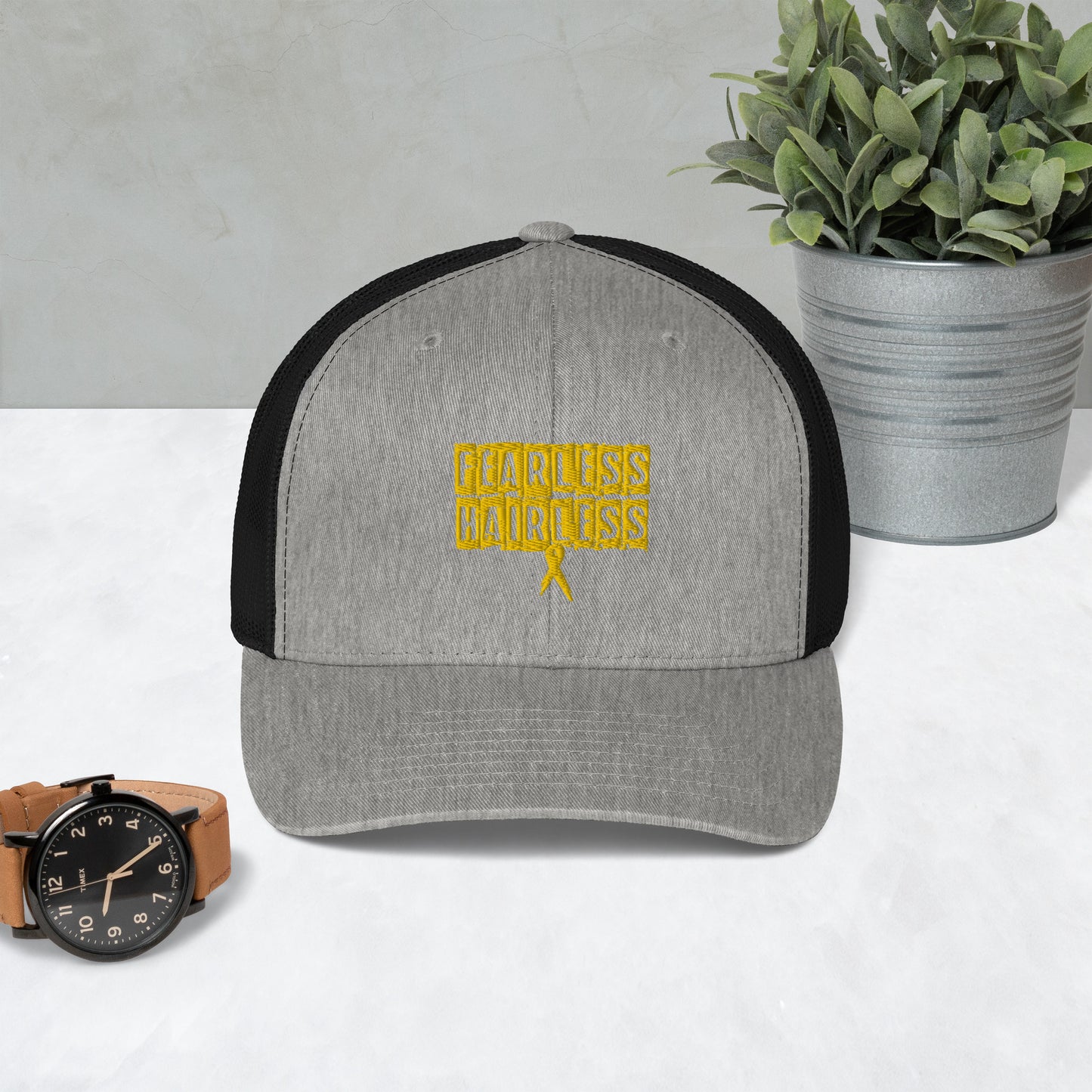 Yellow Fearless Hairless Trucker Cap