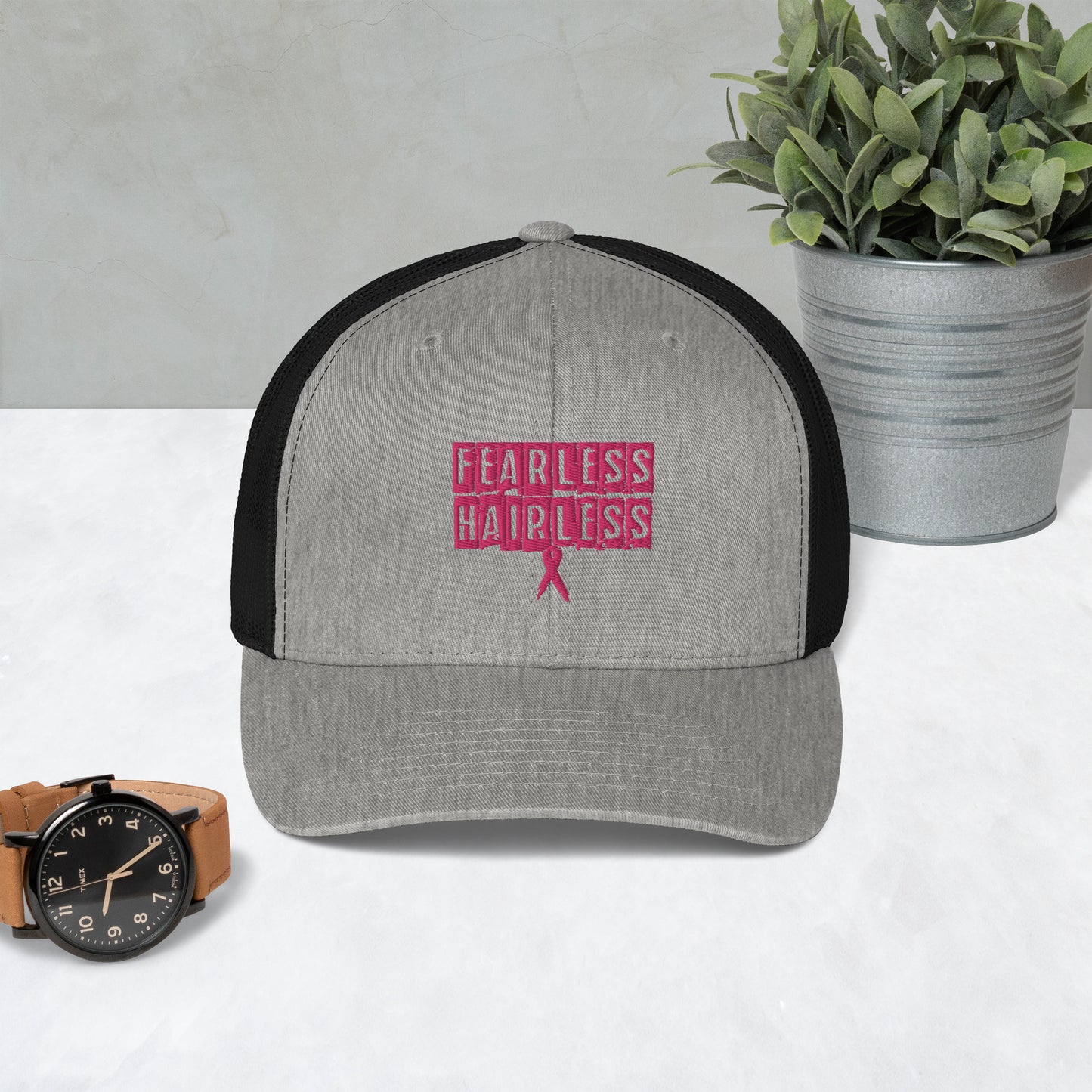 Pink Fearless Hairless Trucker Cap