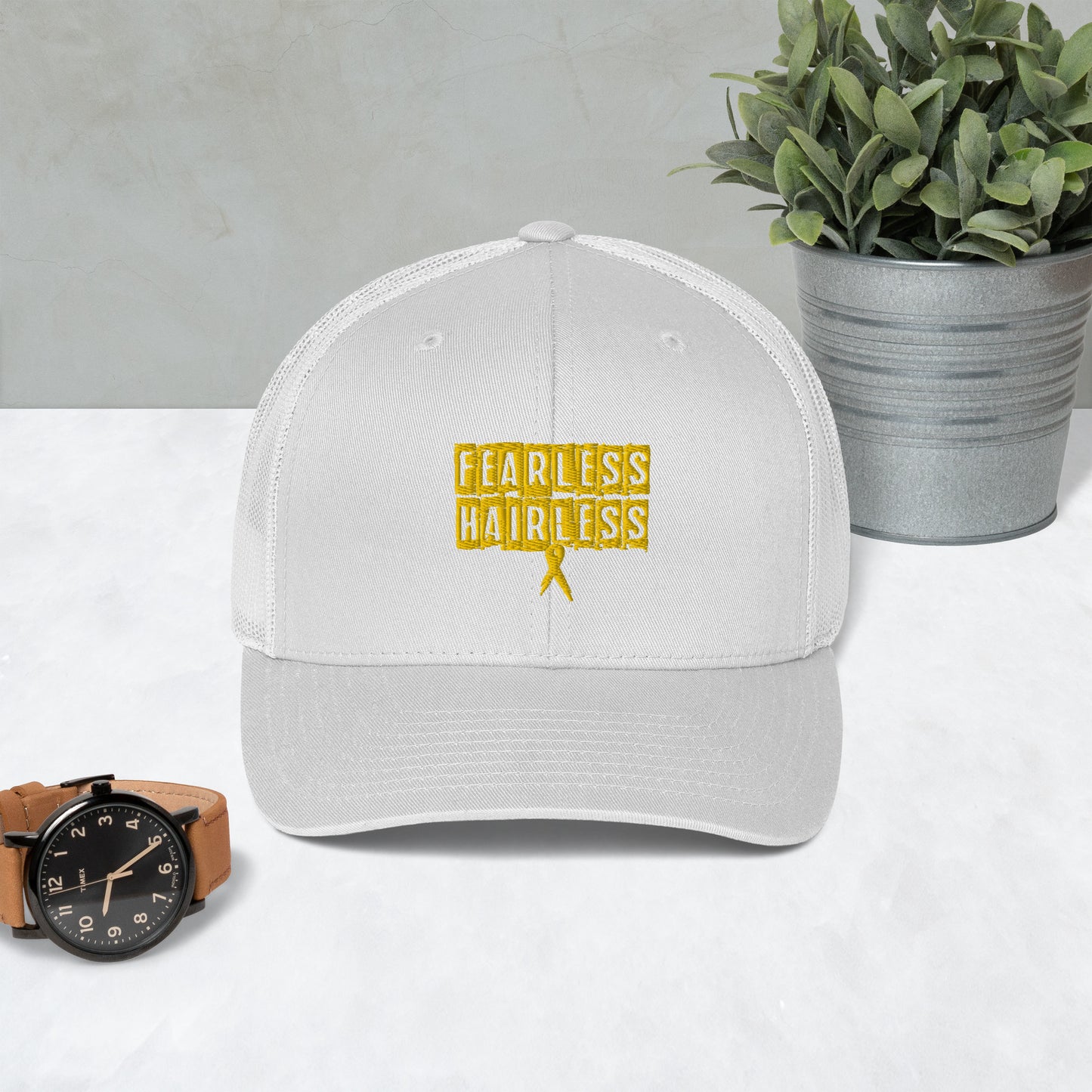 Yellow Fearless Hairless Trucker Cap